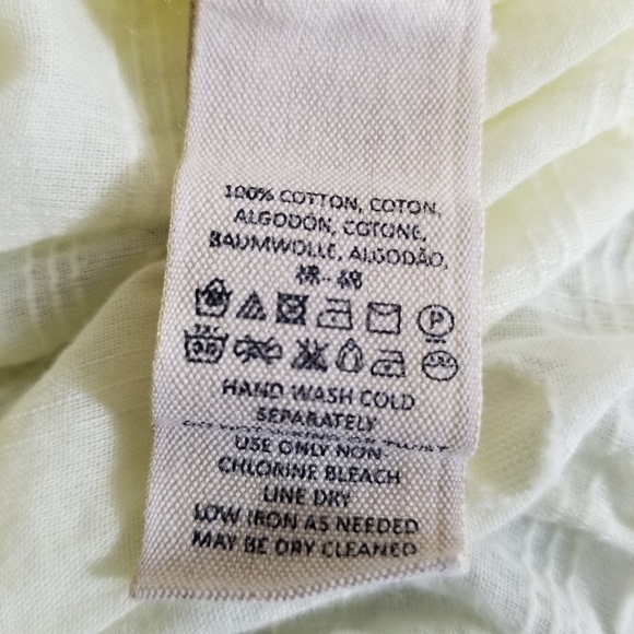 Free People Ballon Sleeve Crop Top Womens Yellow Button V Neck Longsleeve - Picture 14 of 15